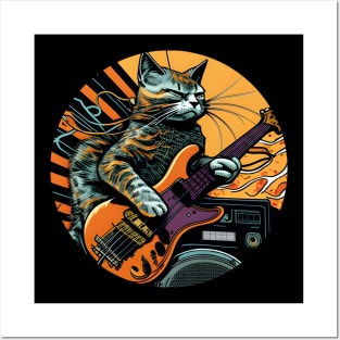 Funny Cat Playing Guitar - Cat Lover Posters and Art